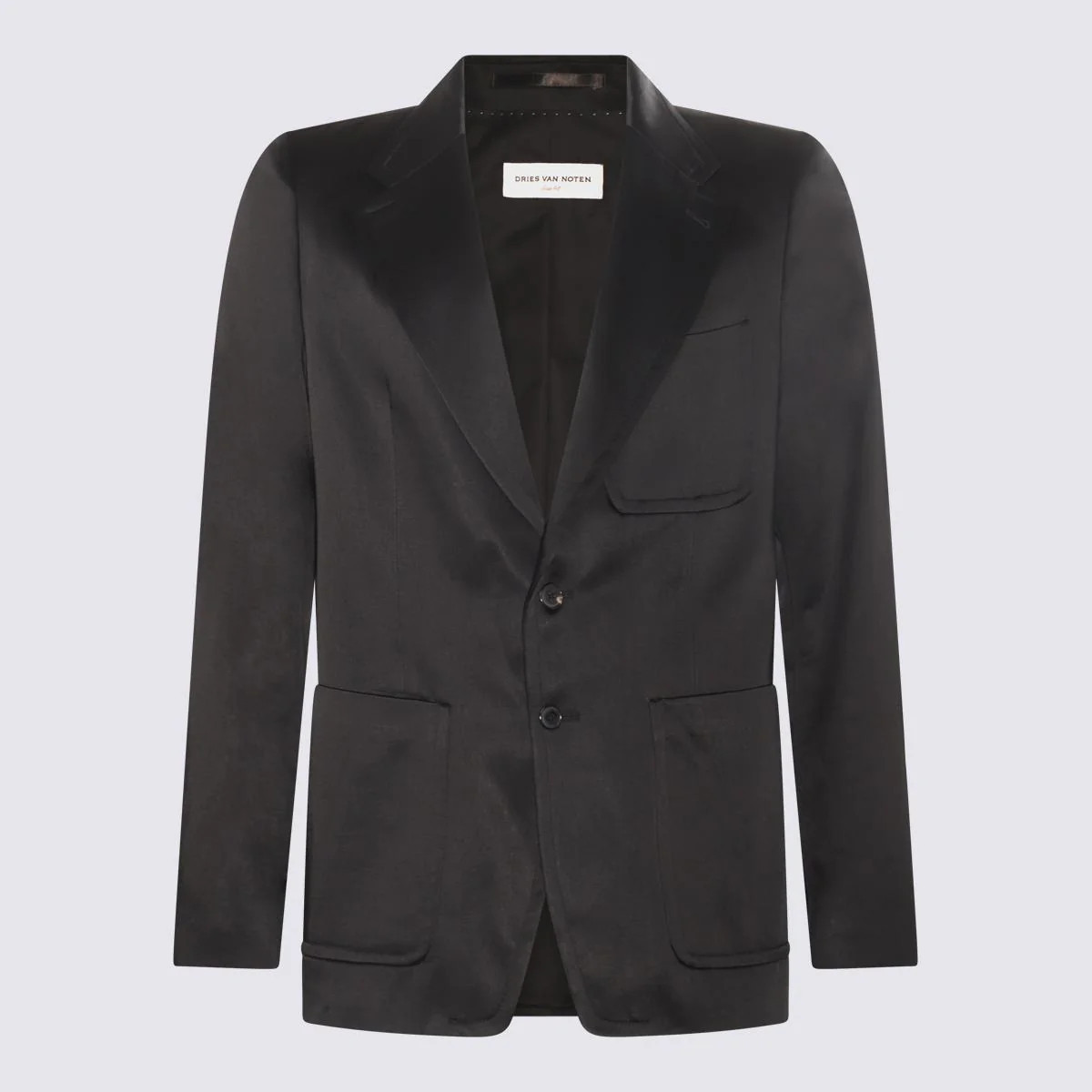 Dries Van Noten Black Cotton Blend Blazer | Baltini