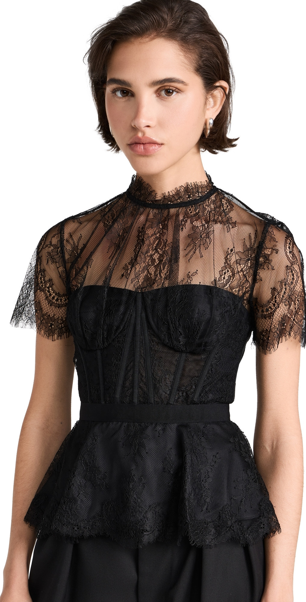SIMKHAI Kehlani Lace Bustier Top Black 0 | Shopbop