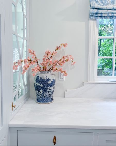 Decor refresh - cherry blossoms and chinoiserie! Faux floral stems pink flowers home decor grandmillennial preppy feminine modern style Amazon finds

#LTKunder50 #LTKstyletip #LTKFind