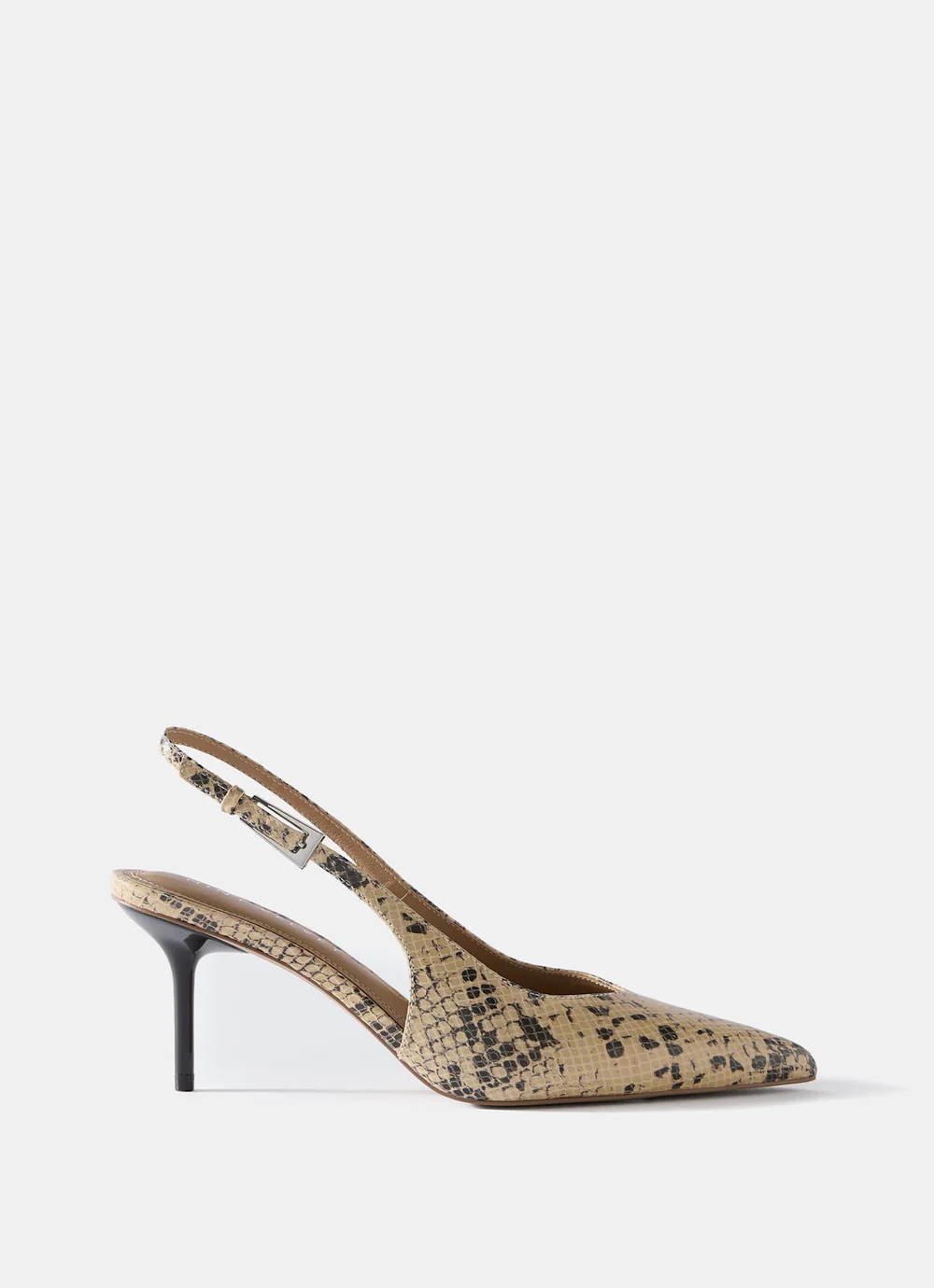 Tori Neutral Snake Print Leather Heels | Mint Velvet