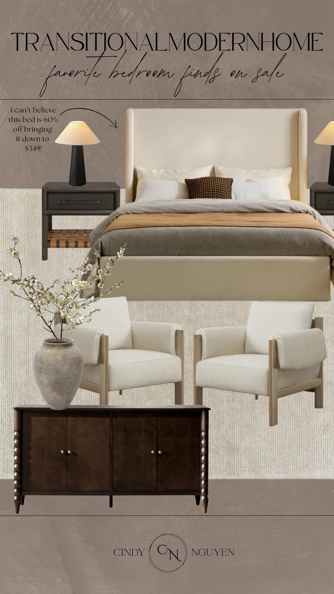 Curated this neutral transitional modern bedroom inspiration with finds all on sale! The upholstered wingback bed is 60% rn bringing it down to $349! These all are deals of the day! 

#homedecor #bedroominspo #bedroomdesign

#LTKSaleAlert #LTKHome