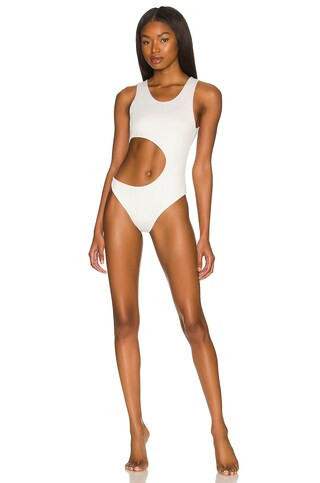 Frankies Bikinis Mel Plisse One Piece in Optic White from Revolve.com | Revolve Clothing (Global)