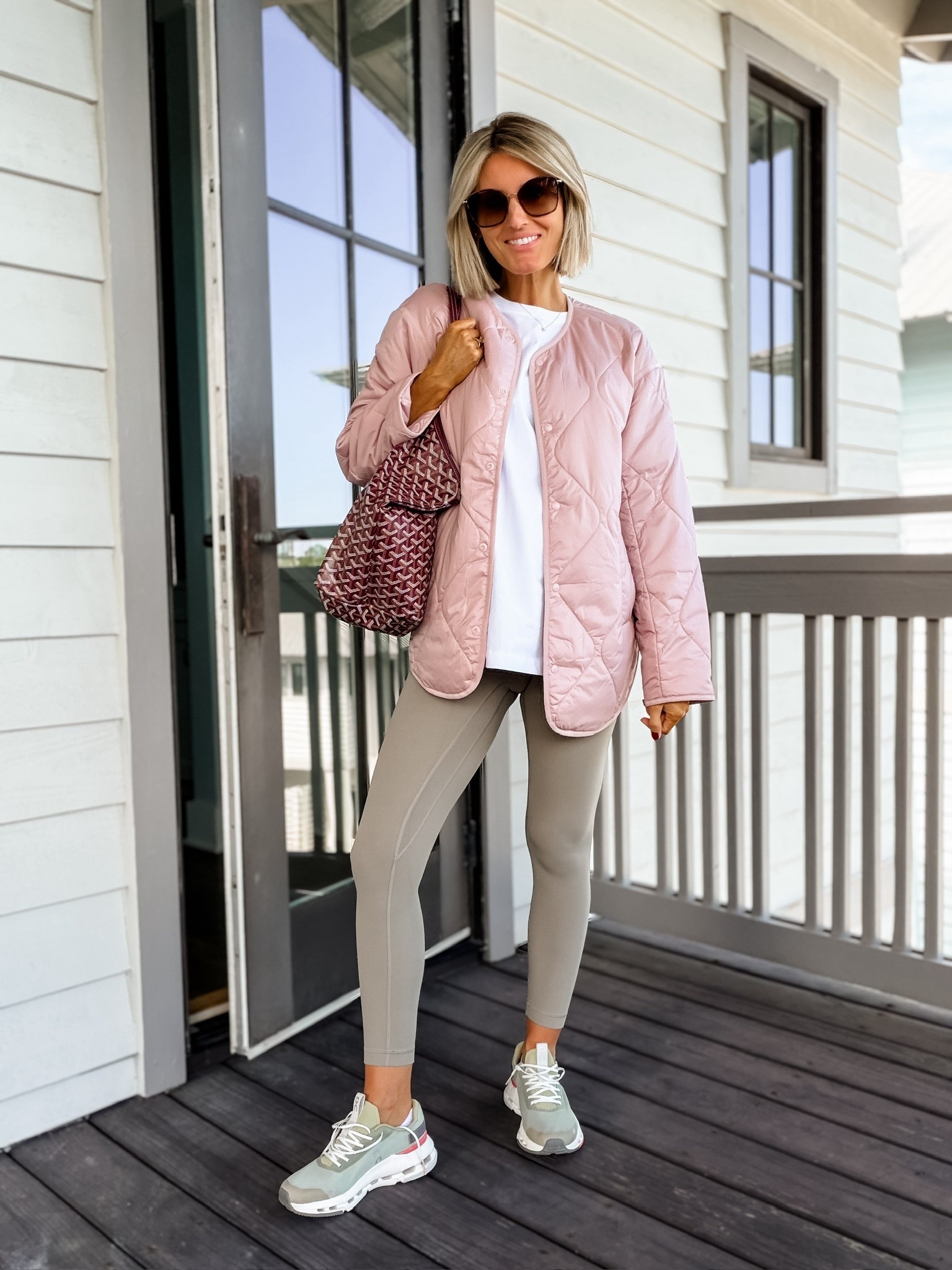 I actually just wore this pink quilted jacket on a morning walk & it was such a great layer! I got a new white active tee that I’m wearing under it & then I have on these warm grey leggings! Love this athleisure look for running errands or going on a walk! Wearing XS in jacket, M in tee, & 6 in the leggings! 

Loverly Grey, lululemon, athleisure, activewear, quilted jacket, white tee, leggings, running errands outfit, walking outfit, fall outfit, travel outfit 

#LTKStyleTip #LTKActive #LTKTravel
