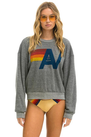 LOGO RELAXED CREW SWEATSHIRT - HEATHER | Aviator Nation
