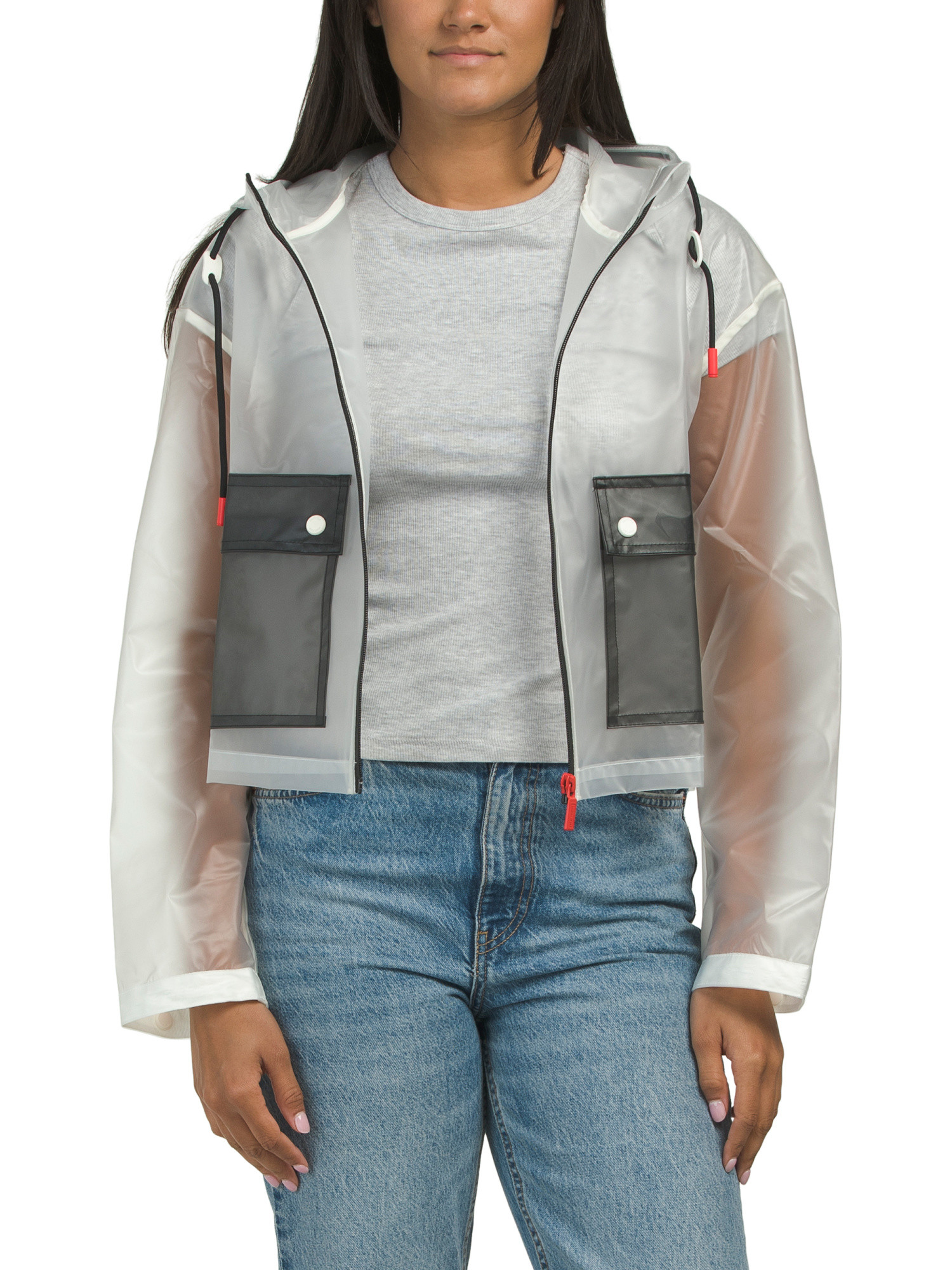 Matte Transparent Cropped Rain Jacket | TJ Maxx