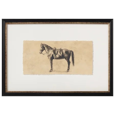 My Texas House Saddled Horse in Sepia Two-Toned Framed Under Glass Wall Art 24x16 | Walmart (US)