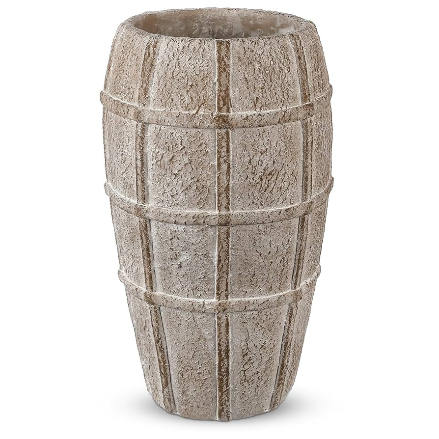Briful Rustic Terracotta Flower Vase for Home Decor 12" Brown Farmhouse Textured Barrel-Style Cer... | Amazon (US)