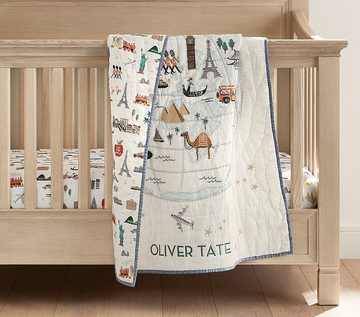 Rifle Paper Co. Globe Trotter Baby Quilt | Pottery Barn Kids