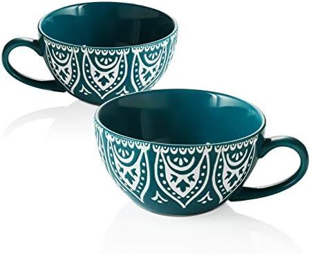 ZONESUM Large Coffee Mug - 16 oz Big Latte Mugs, Ceramic Soup Mug with Handle, Jumbo Mug for Capp... | Amazon (US)