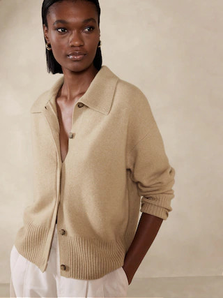 Astrid Boiled Cashmere Polo Cardigan | Banana Republic (US)