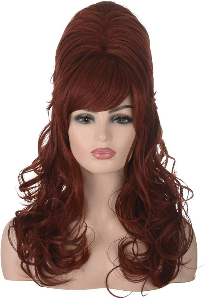 MORTICIA Beehive Vintage Women Wig | Long Curly Updo Victorian Fembot Funny Drag Wig (Garnet) | Amazon (US)