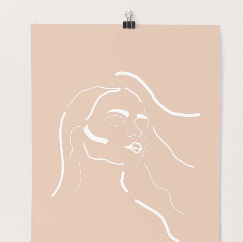 Abstract Face Line Art Print | Woman Face Line Drawing | Boho Wall Print | Woman Line Illustratio... | Etsy (US)
