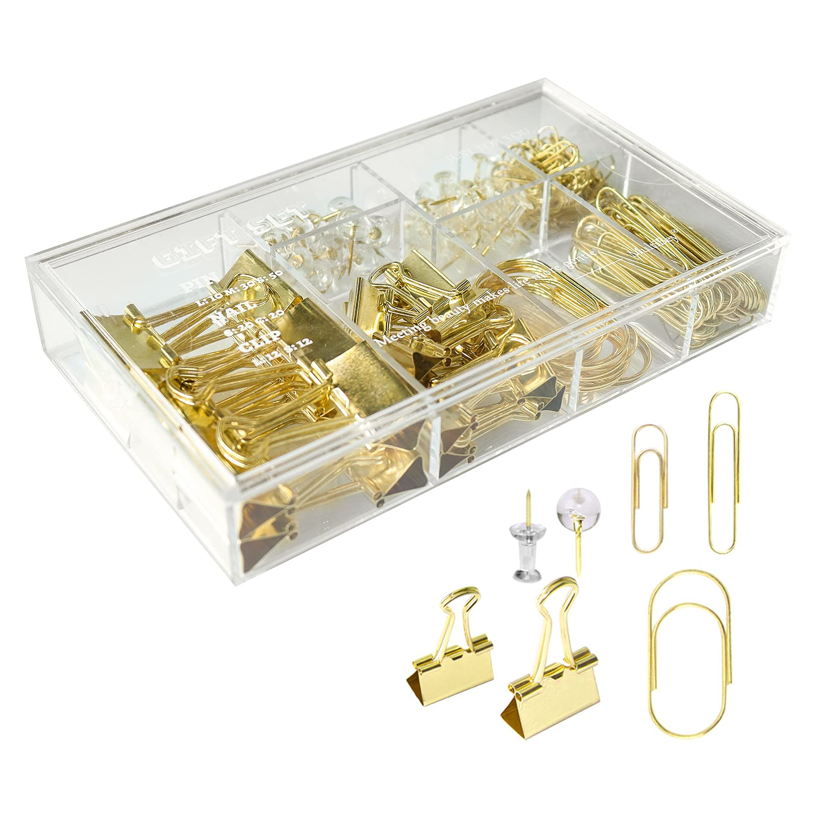 Gold Paper Clips Binder Clips, 154 PCS Luxury Office Supplies Set with Large Small Paper Clamps B... | Amazon (US)