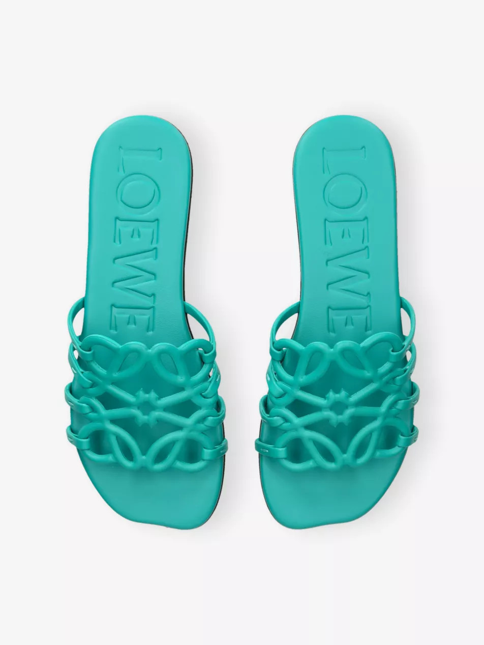 Petal Anagram Leather Sliders | Selfridges