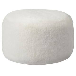StyleWell White Faux Fur Round Floor Pouf Ottoman (16 in.)-EM27U03B-D9D1 - The Home Depot | The Home Depot