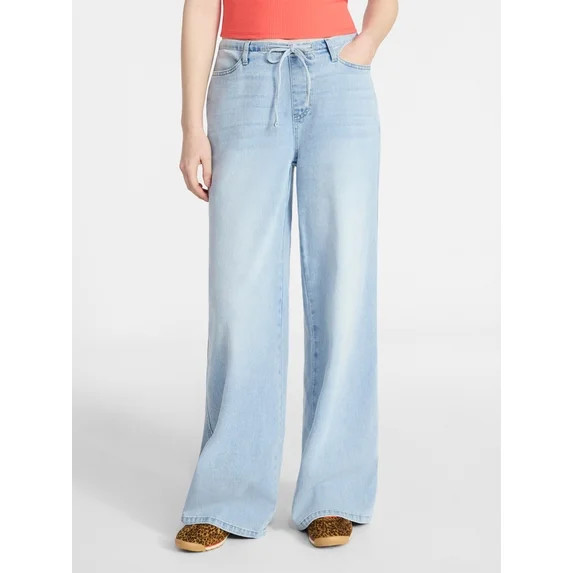 No Boundaries Mini Waist Wide Leg Pants, 31" Inseam, Women's XXS-XXL | Walmart (US)