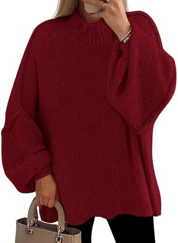 PRETTYGARDEN Women's 2025 Fall Oversized Sweaters Chunky Knit Mock Neck Long Sleeve Casual Trendy... | Amazon (US)