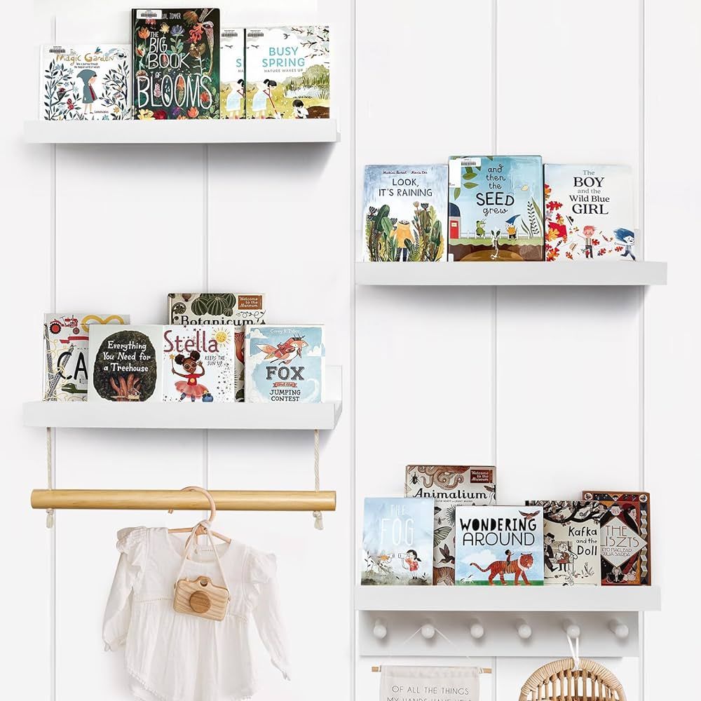 COMAX Kids Floating Book Shelves for Wall Nursery, Hanging Book Shelf Wall Mount Bookshelf Organi... | Amazon (US)
