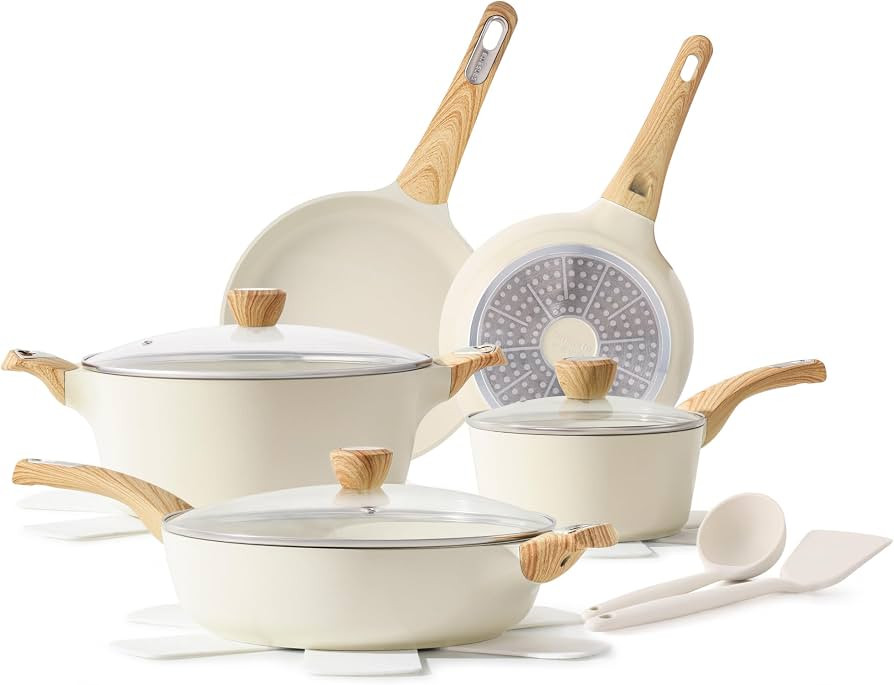 SENSARTE Ceramic Cookware Sets, Pots and Pans Set Non stick, 14 Piece Induction Cookware, Non tox... | Amazon (US)