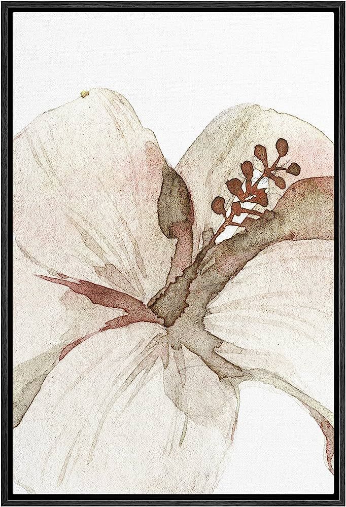 SIGNWIN Framed Canvas Print Wall Art Pastel Watercolor Tropical Lily Flower Nature Wilderness Ill... | Amazon (US)