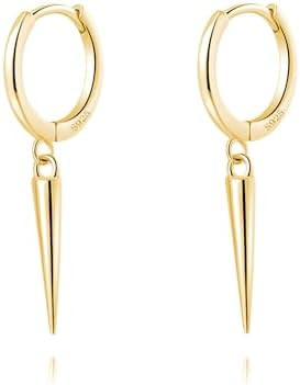 SLUYNZ Sterling Silver Spike Small Hoop Earrings for Women Teens Geometric Hoop Earrings Huggie D... | Amazon (US)