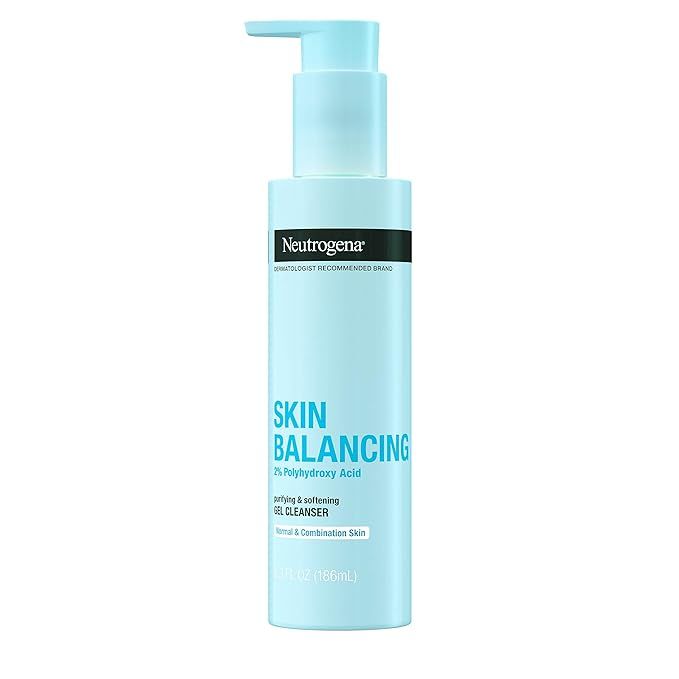 Neutrogena Skin Balancing Purifying Gel Cleanser with 2% Polyhydroxy Acid (PHA), Softening Face W... | Amazon (US)