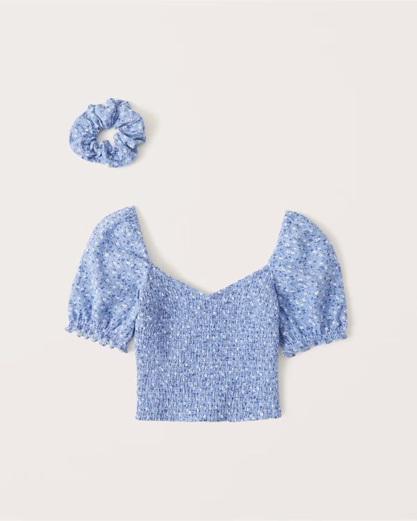Smocked Puff Sleeve Linen Set Top | Abercrombie & Fitch (US)