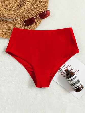 SHEIN Swim Basics Plain High Waisted Bikini Bottom | SHEIN