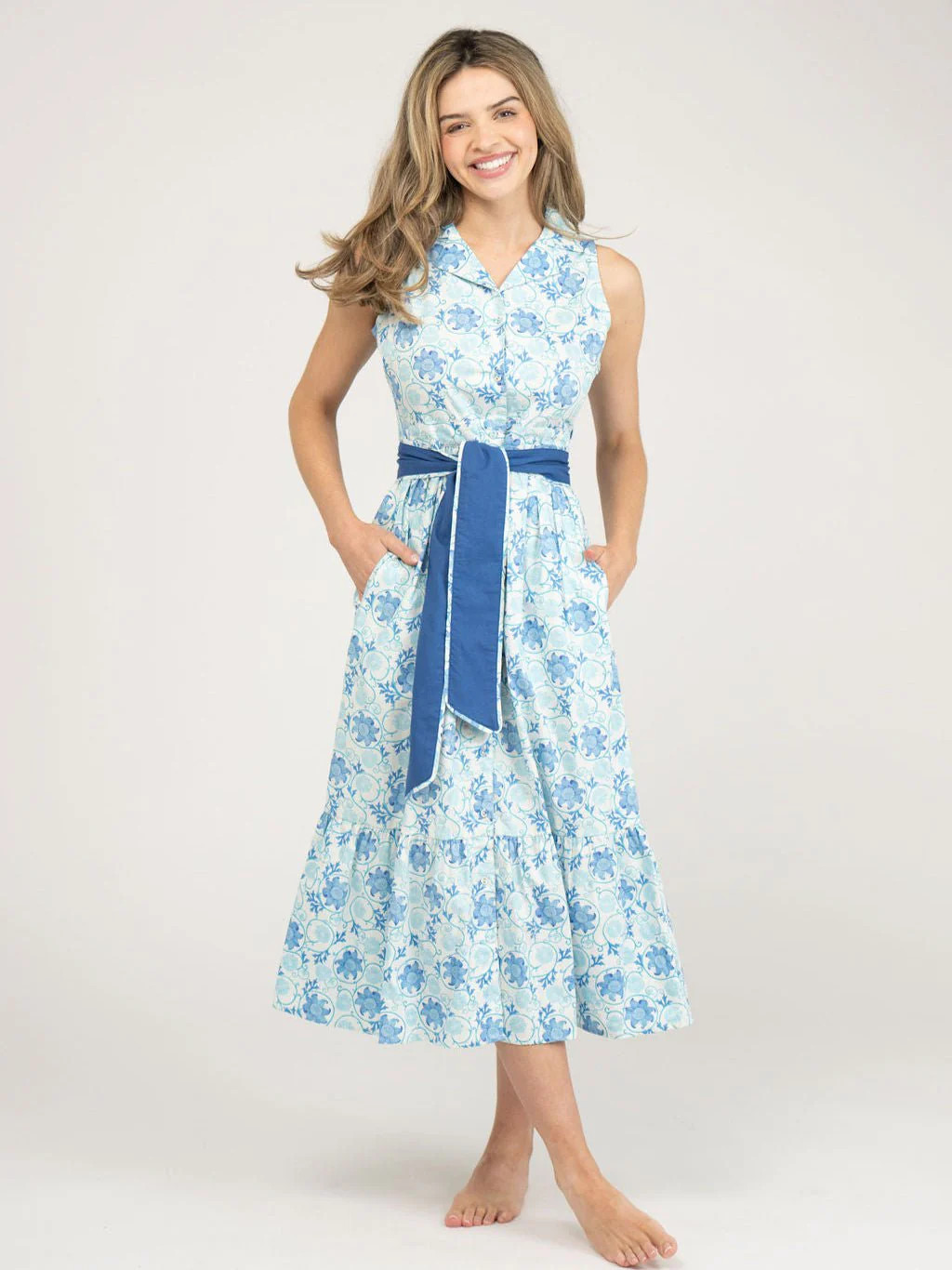 The Eliza Dress | White Garden Swirl | Beau & Ro