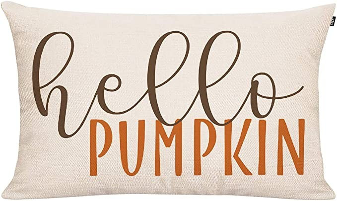 GTEXT 20x12 inch Fall Throw Pillow Cover Hello Pumpkin Cushion Cover Autumn Decor Fall Pumpkins P... | Amazon (US)