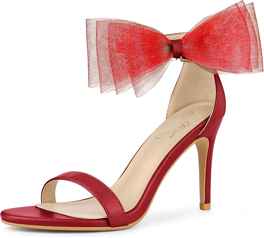 Perphy Open Toe High Heels Ankle Strap Bow Tie Stiletto Heel Sandals for Women | Amazon (US)