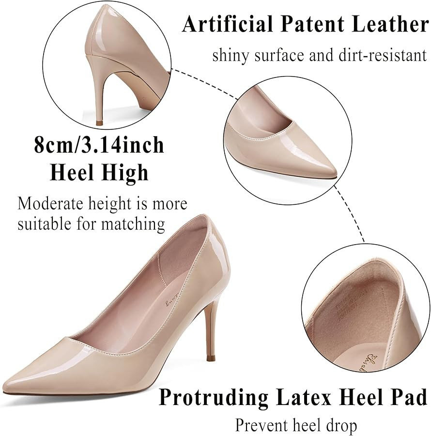 Elisabet Tang 3 in Classic Pointy Pull on Heeled Wedding Pumps - Comfortable Stiletto Closed Toe ... | Amazon (US)