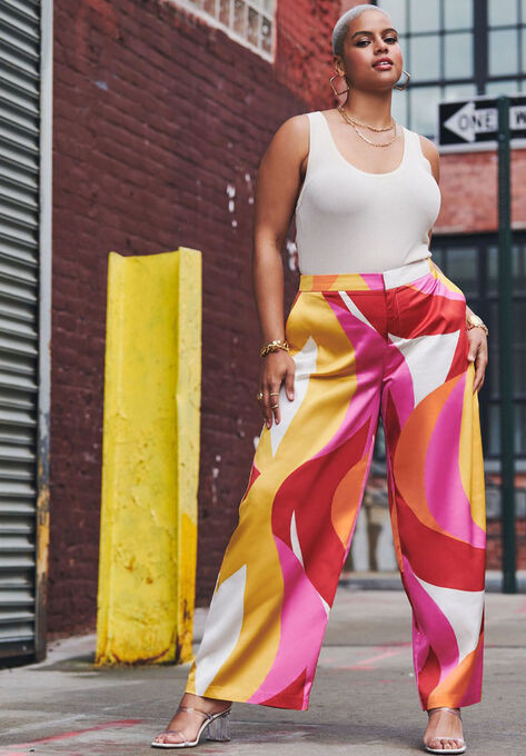 Printed Wide Leg Pant | Eloquii