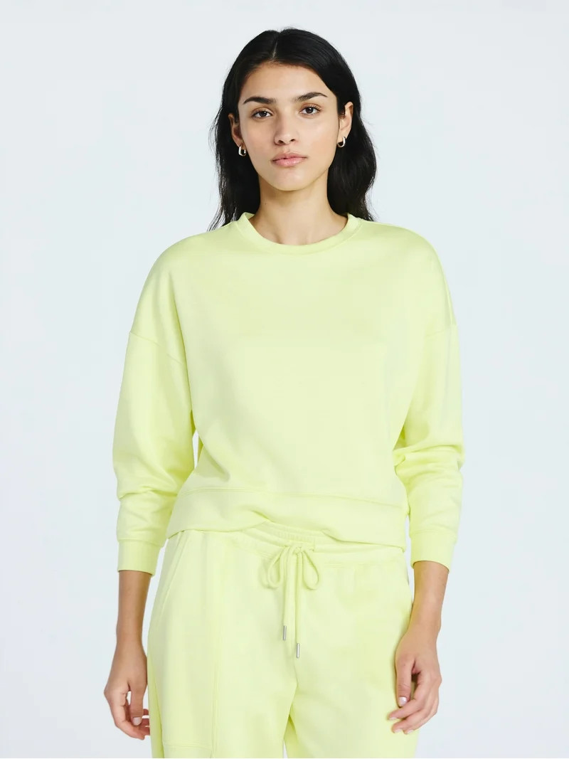 Scoop Women's and Women's Plus New Scubaknit Cropped Sweatshirt with Drop Sleeves, Sizes XS-4X | Walmart (US)