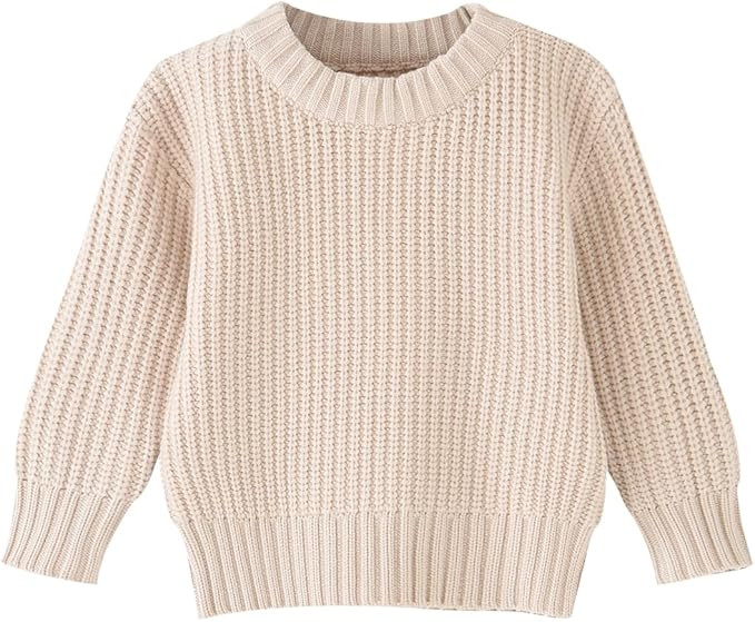 Toddler Baby Boys Girls Knitted Sweater Warm Soild Pullover Top Autumn Winter Outfits | Amazon (US)