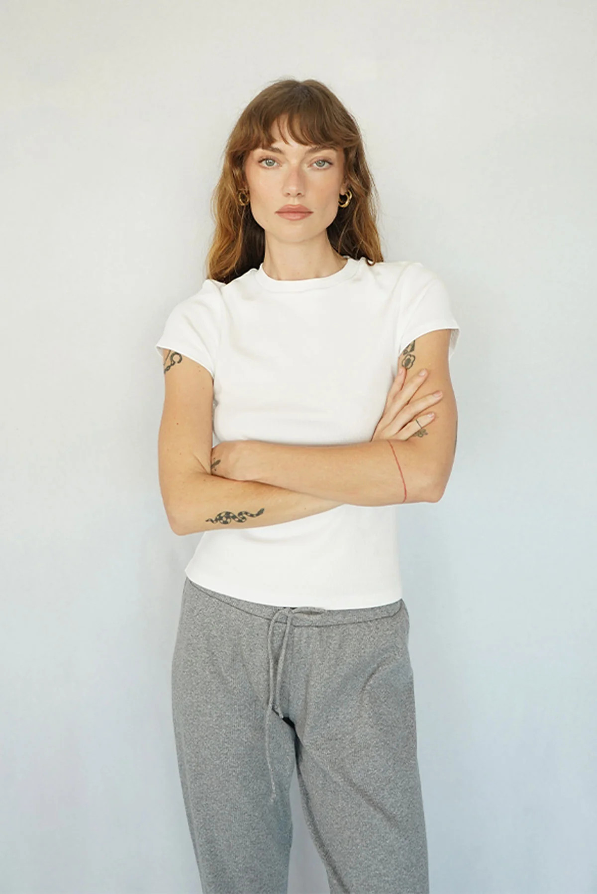 Fitted Cotton Rib Crew Tee - White | LNA Clothing