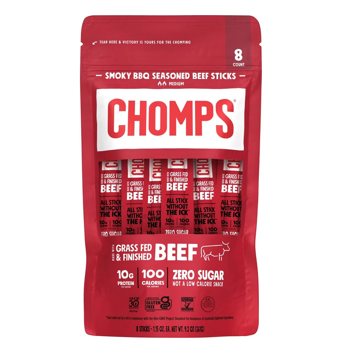Chomps Snack Sticks Smoky BBQ Beef Sticks - 9.2oz/8ct | Target