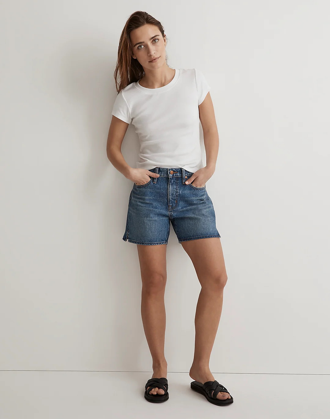 Relaxed Mid-Length Denim Shorts in Kimbrough Wash: Side-Slit Edition | Madewell