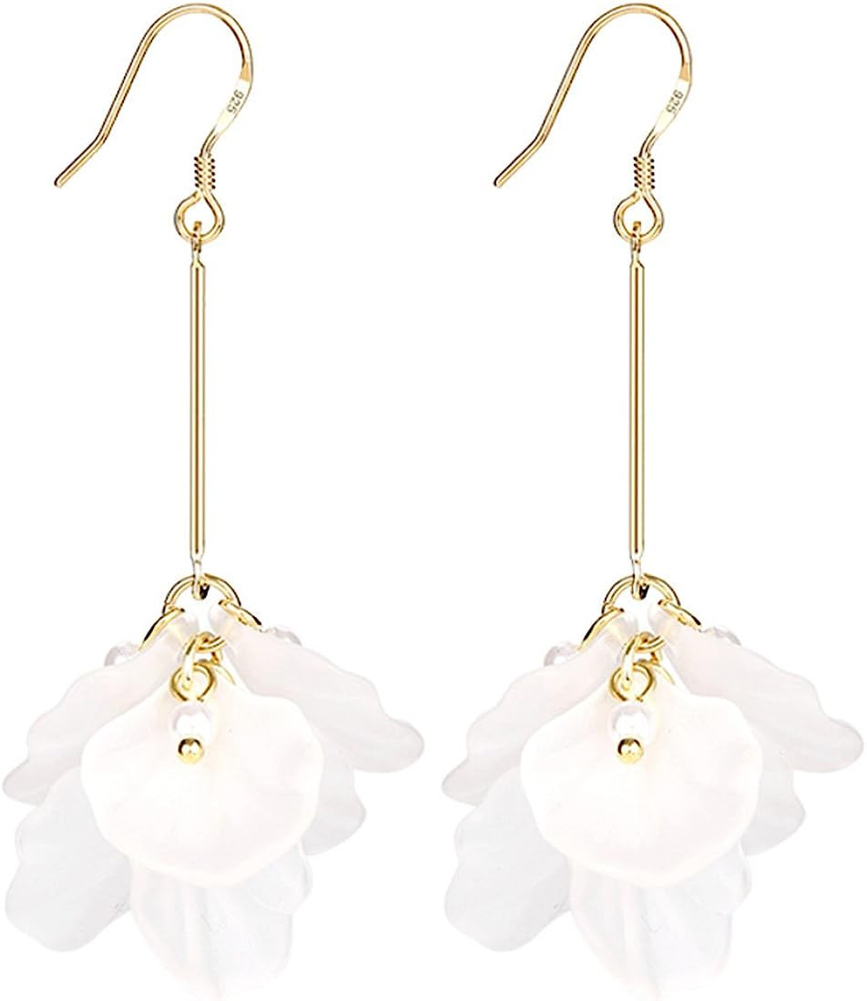 Merdia Dangle Earrings Synthetic Resin Petals Drop Long Earring For Women | Amazon (US)