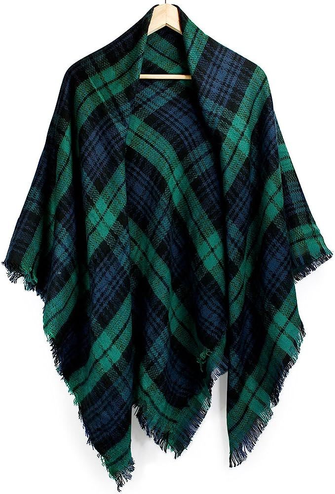 Oct17 Plaid Scarfs for Women Pashmina Tartan Wrap Large Warm Blanket Soft Shawl Checked Winter Fa... | Amazon (US)