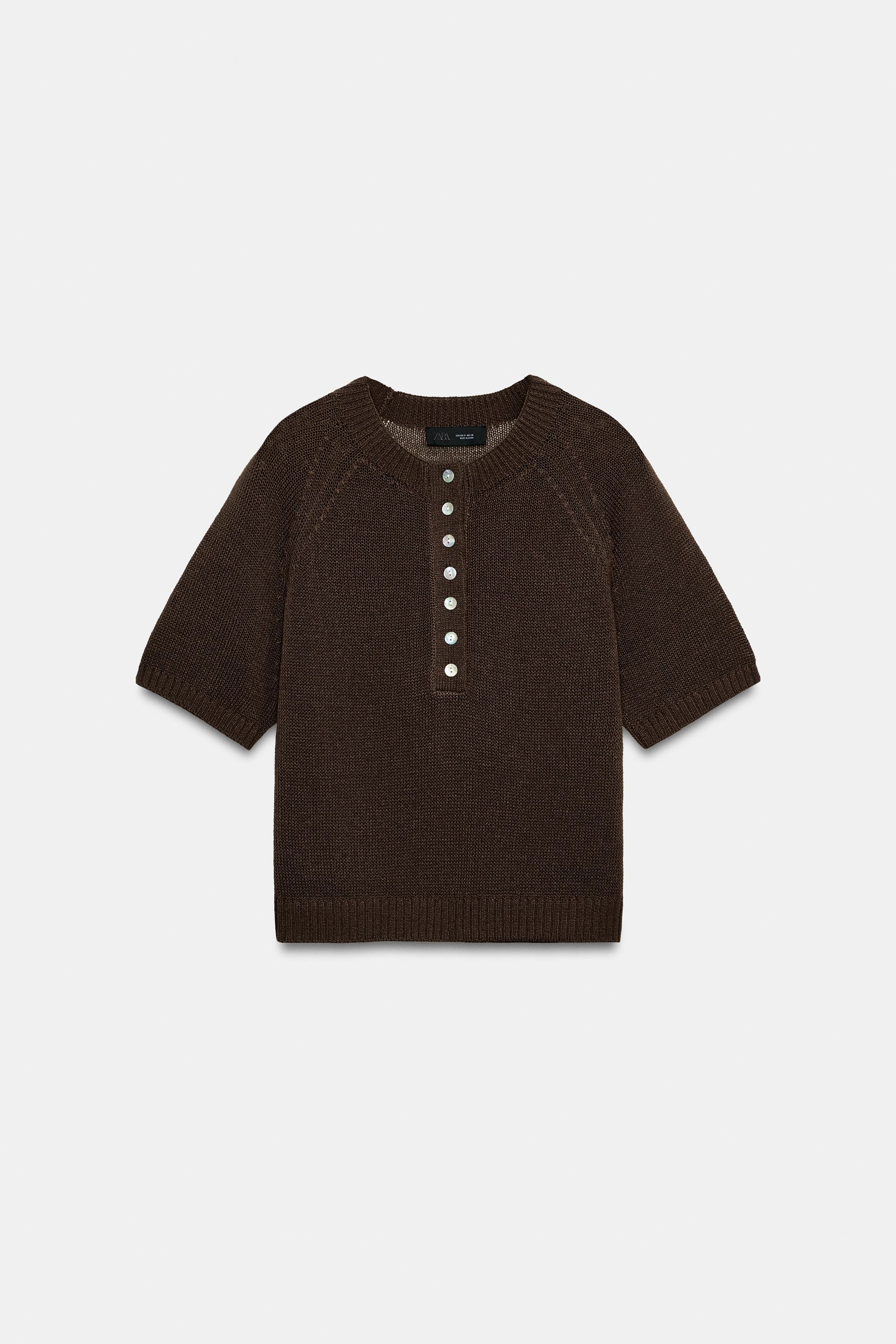 SHORT SLEEVE BUTTON KNIT JUMPER | Zara US