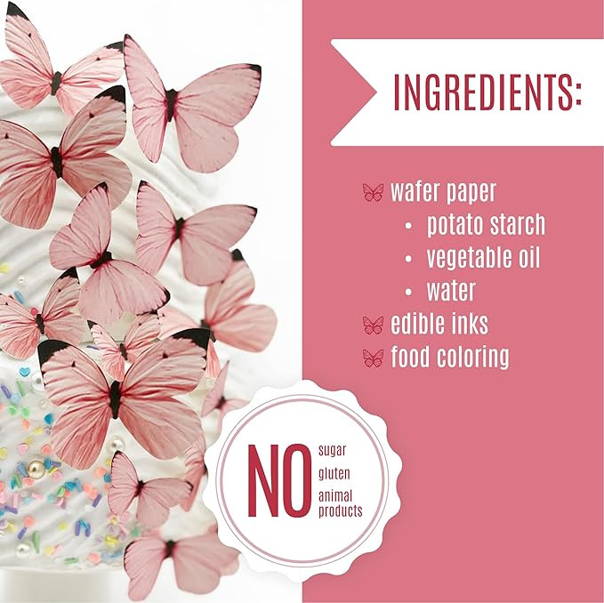 Sugar Robot Edible Butterflies for Cake Decorating - Small Pastel Pink Butterfly Cake Toppers and... | Amazon (US)