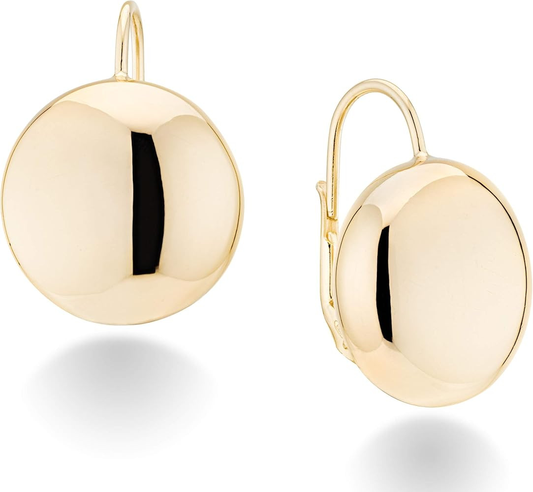MiaBella 18K Gold Plated Sterling Silver Italian High Polished Round Dome Button Bead Ball Statem... | Amazon (US)