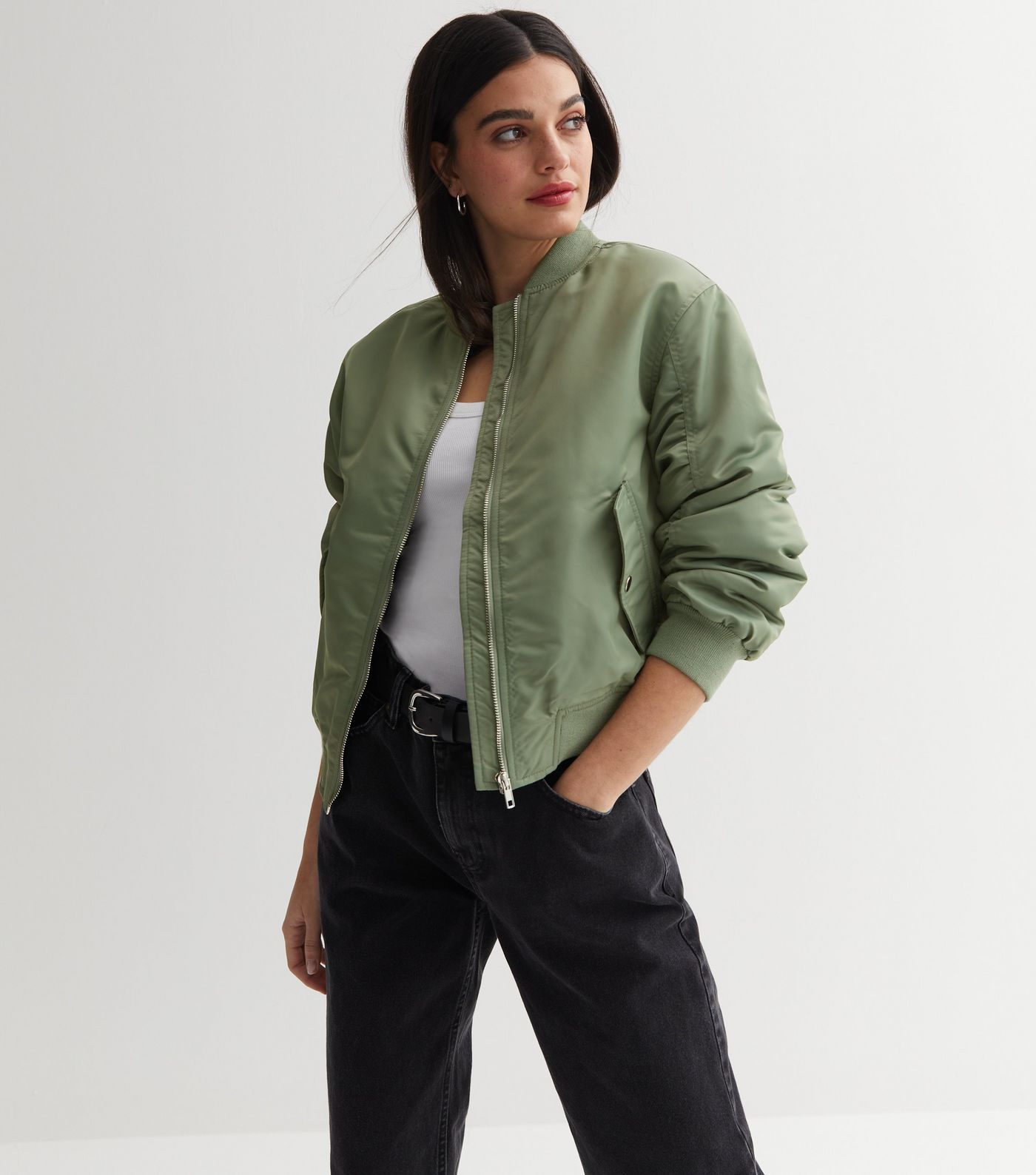 Olive Zip Up Bomber Jacket
						
						Add to Saved Items
						Remove from Saved Items | New Look (UK)