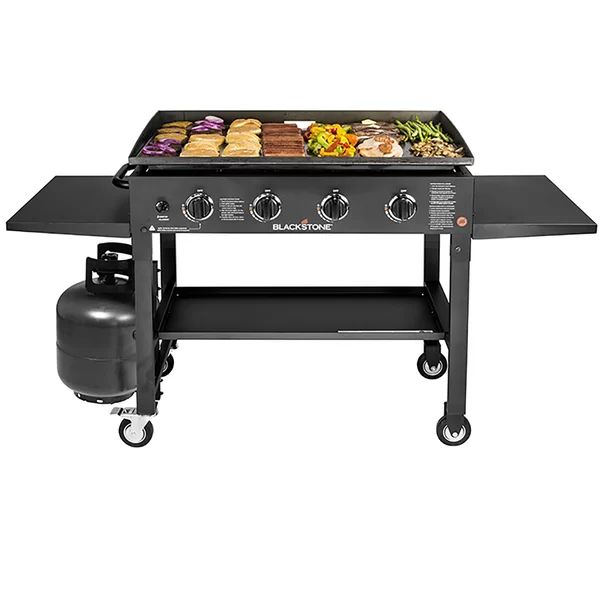 Blackstone 4-Burner Flat Top Propane Gas Grill with Side Shelves | Wayfair North America