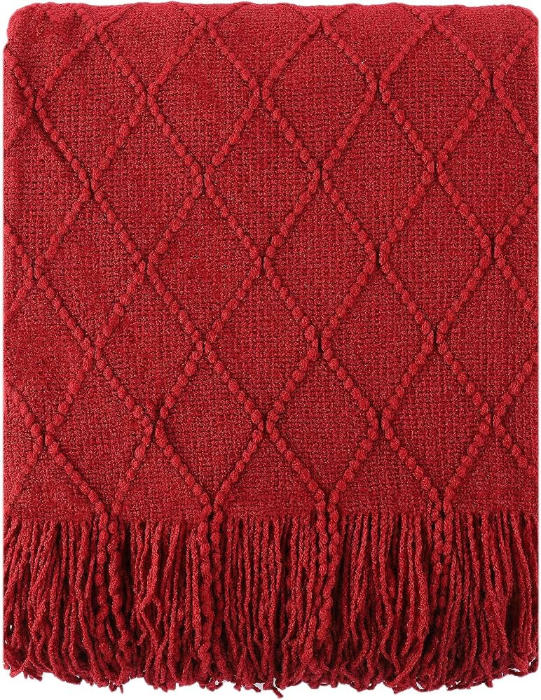 BATTILO HOME Christmas Decor Red Throw Blanket for Couch, Boho Bed Throws for Foot of Bed, Decora... | Amazon (US)