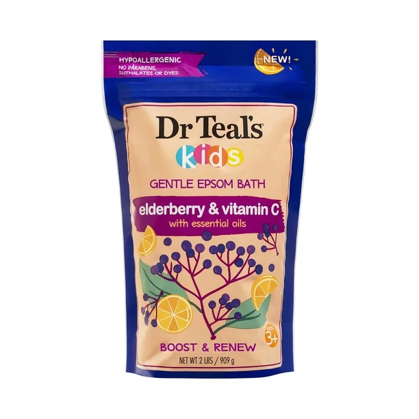 Dr. Teal's Kids Gentle Epsom Bath, Boost & Renew with Elderberry & Vitamin C, 2 lbs | Walmart (US)