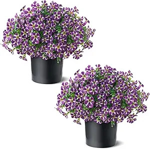 VIERENA 2 Set of Artificial Morning Glory & Eucalyptus Topiary Trees - Faux Silk Flower Potted Pl... | Amazon (US)