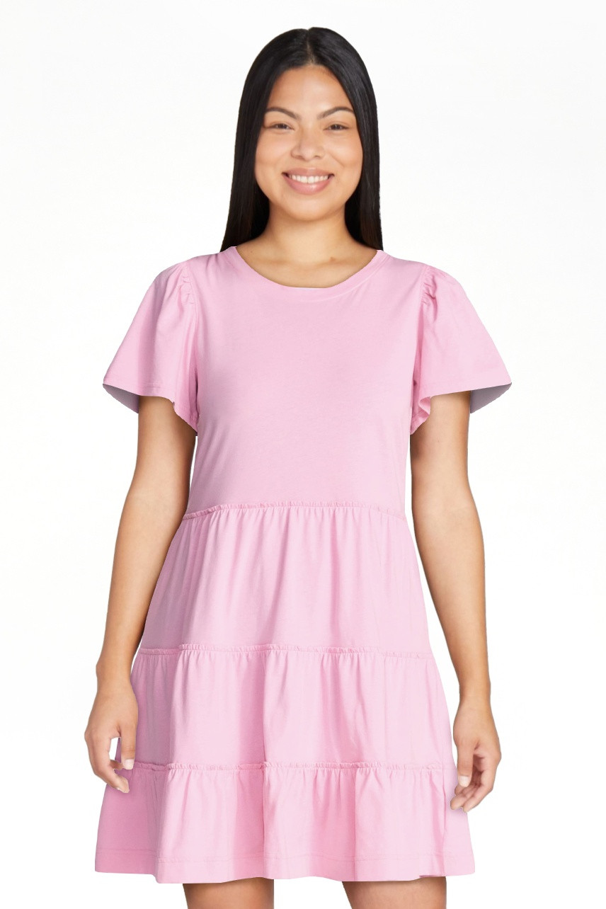 Time and Tru Women's and Women’s Plus Cotton Swing Dress with Short Sleeves, Sizes XS-4X | Walmart (US)