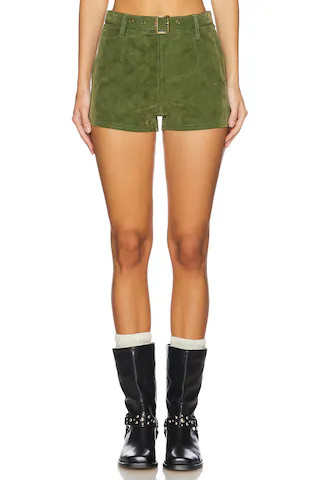 Free People x REVOLVE Jada Suede Micro Short in Chives from Revolve.com | Revolve Clothing (Global)